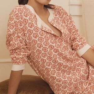 By Anthropologie Long-Sleeve Waffle Knit Pajama Top red/cream - size S - Henley